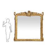 Mirror in gilded wood with leaf, First half of the 19th century