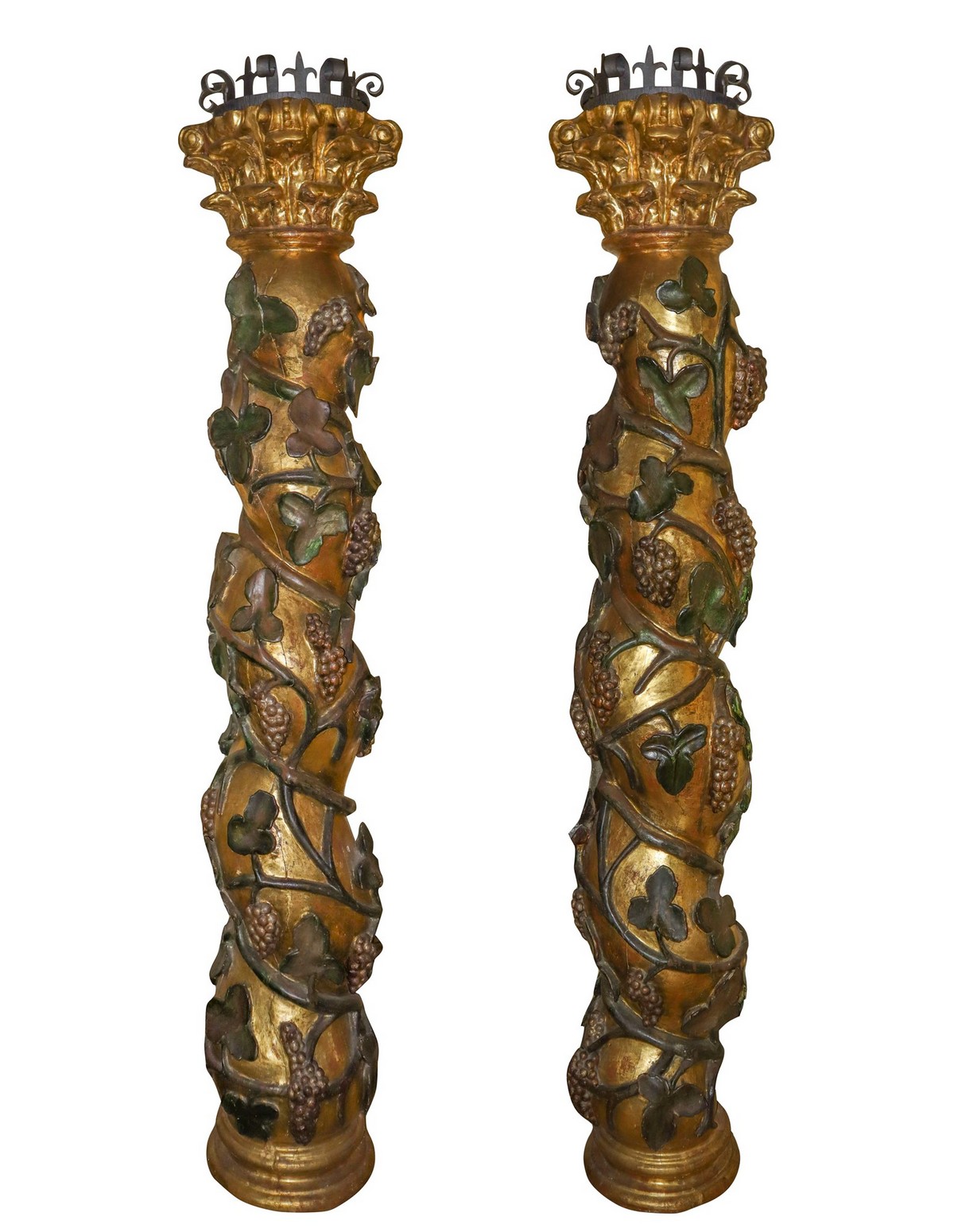 Pair of important columns, 17th / 16th century - Image 2 of 6