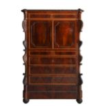 Chiffonier for men in mahogany feather, Sicily, 19th century