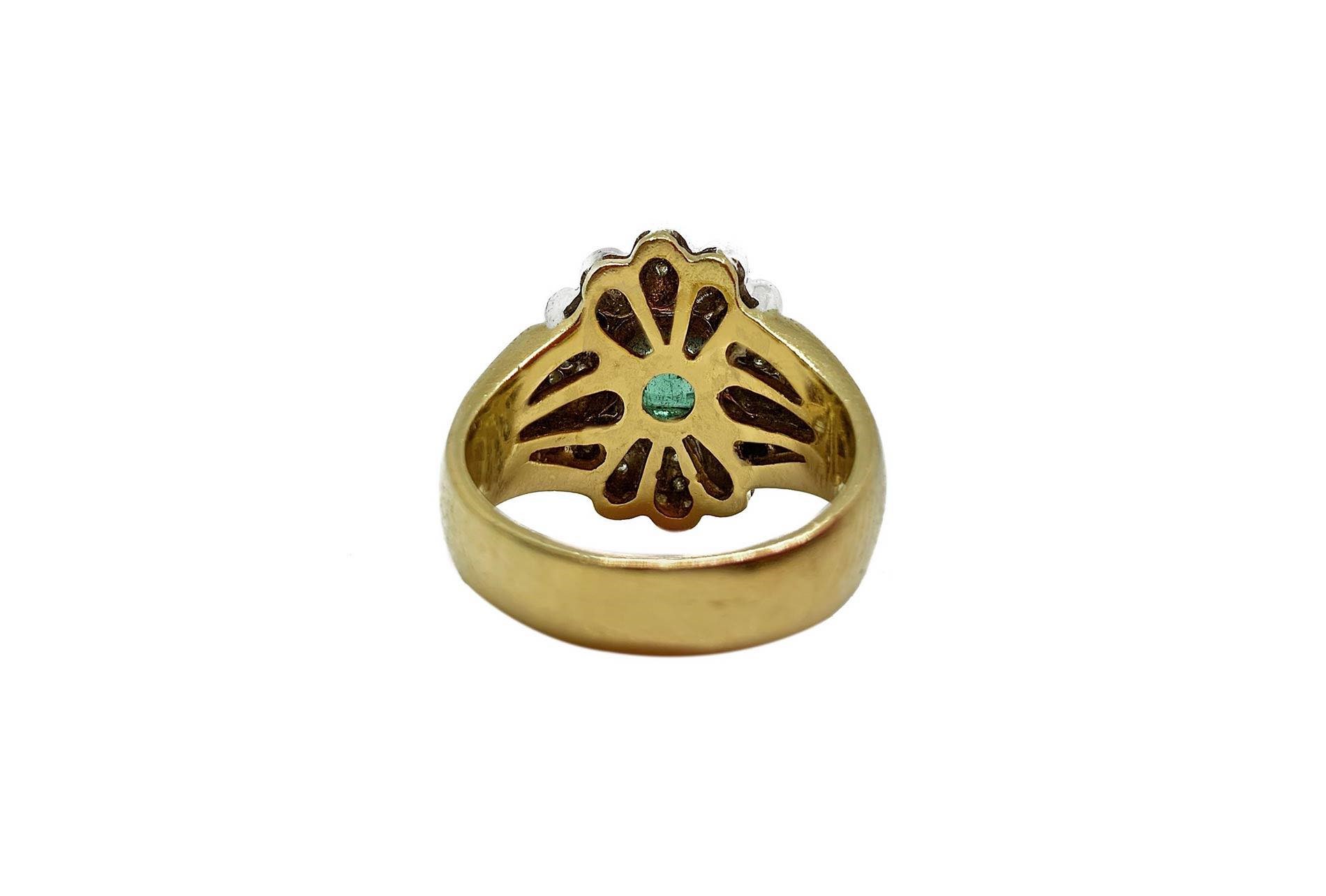 Ring in yellow gold, diamonds and emeralds - Image 6 of 6
