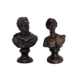 Pair of half-length bronzes, 20th century