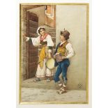 Filippo Indoni (Roma 1842-1883) - courtship of characters in folk clothes