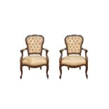 Pair of Lugi Filippo armchairs in walnut wood, Late 19th century