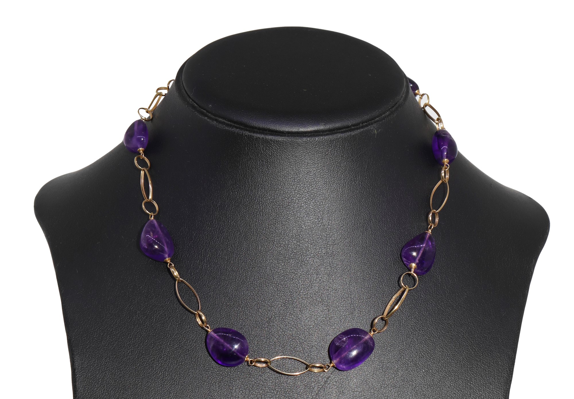 Gold necklace with amethysts - Image 2 of 4