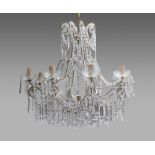 Glass basket chandelier with 8 lights, Early 20th Century