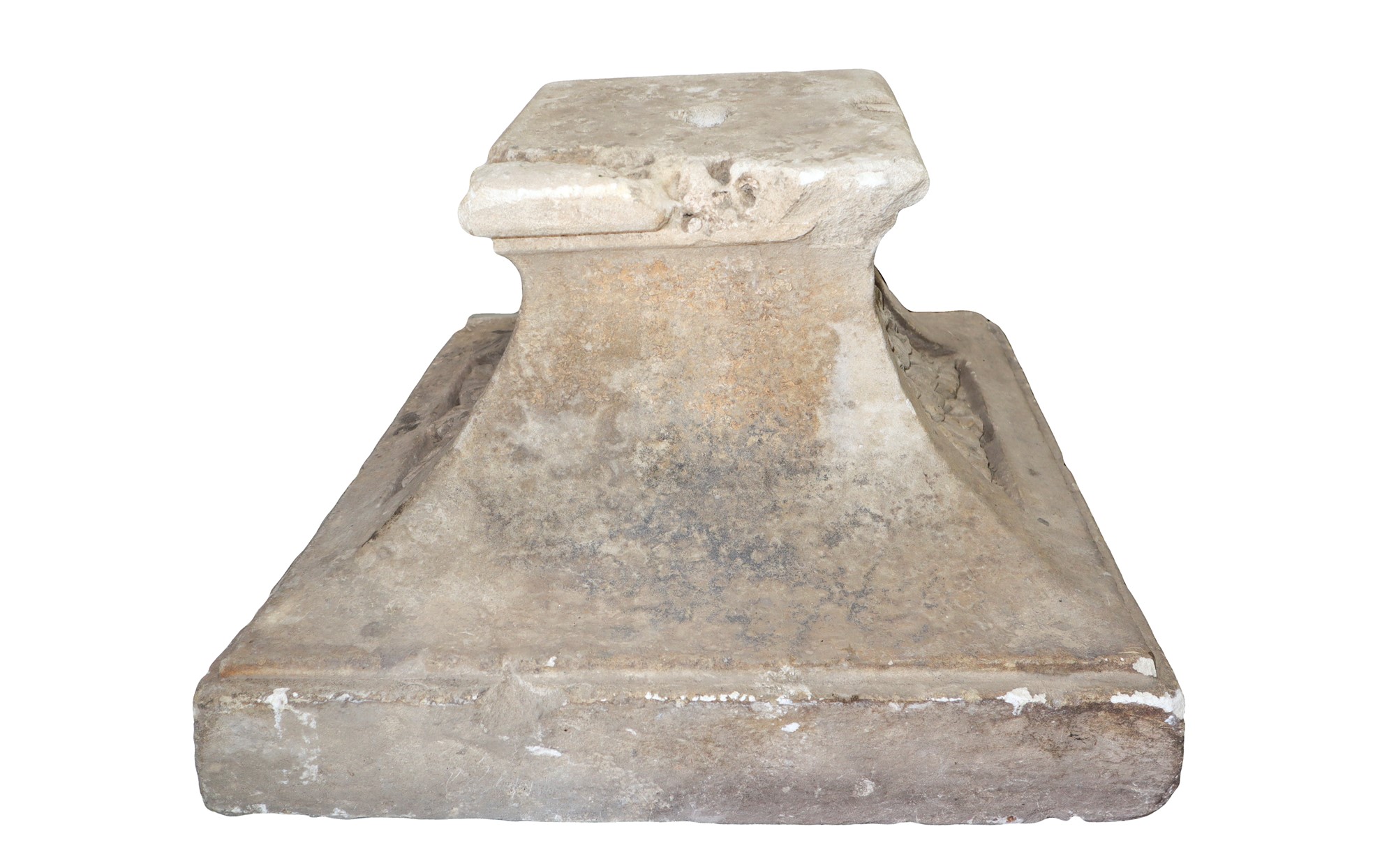 White stone plinth with flower decorations on the sides, XVIII century - Image 5 of 5