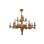Large chandelier in gilded wood, Early 20th century