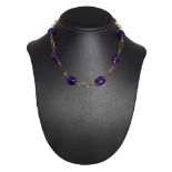 Gold necklace with amethysts