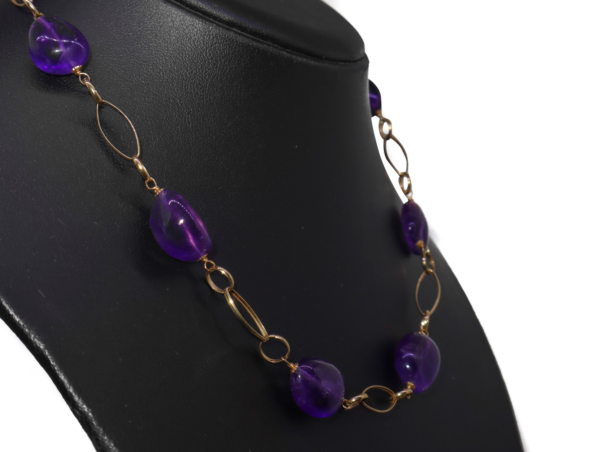 Gold necklace with amethysts - Image 3 of 4