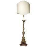 Floor candlestick in gilded wood with lampshade, nineteenth century