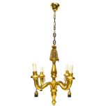 Antique chandelier in gilded wood with leaf, Sicily, 18th century