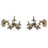 Pair of five-light applique in gilded bronze, nineteenth century