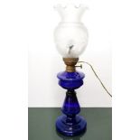 Petroleum lamp in blue opalines, XX Century