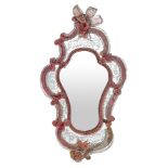 Mirror in pink Murano glass, nineteenth century