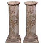 Pair of important fluted marble columns, Early 20th century