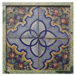 N.4 Composition of 4 majolica tiles from Caltagirone, Late 19th century