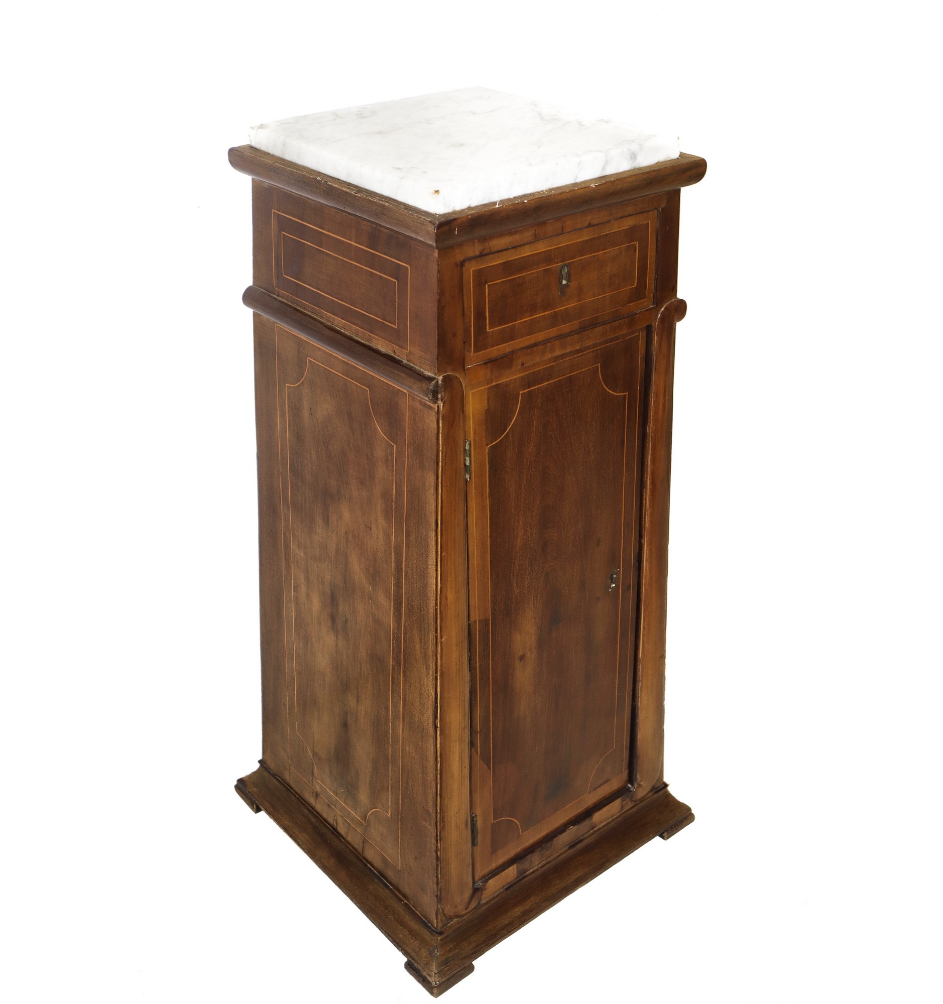 Pyramidal trunk center bedside table in walnut wood, Sicily 19th century - Image 2 of 5