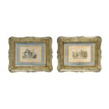 N.2 Empire tray frames with prints, Sicily, early 19th century