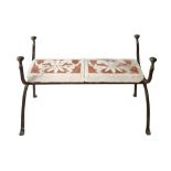 Iron bench with inlaid marble on the top, 17th century