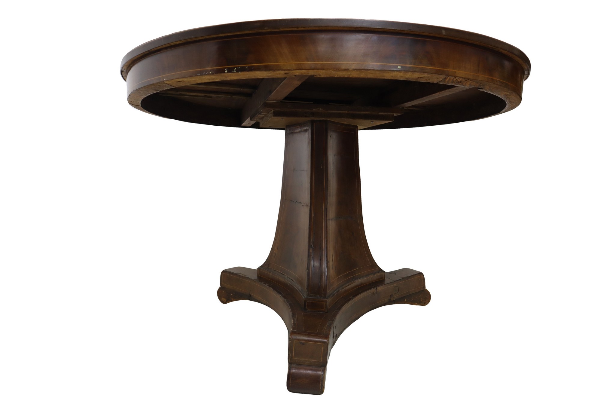 Round table in mahogany wood with 6 chairs, nineteenth century - Image 4 of 6
