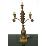 Three lights gilded wood candlestick, nineteenth century