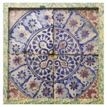 Composition of 4 majolica tiles, late 19th century