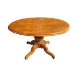 Oval table in light walnut wood, 20th century