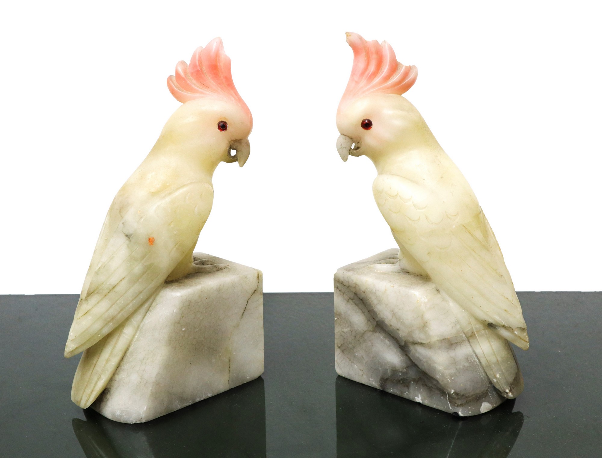 Polychrome alabaster bookends, Late 19th century