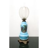 Oil lamp in blue opal, Late 19th century