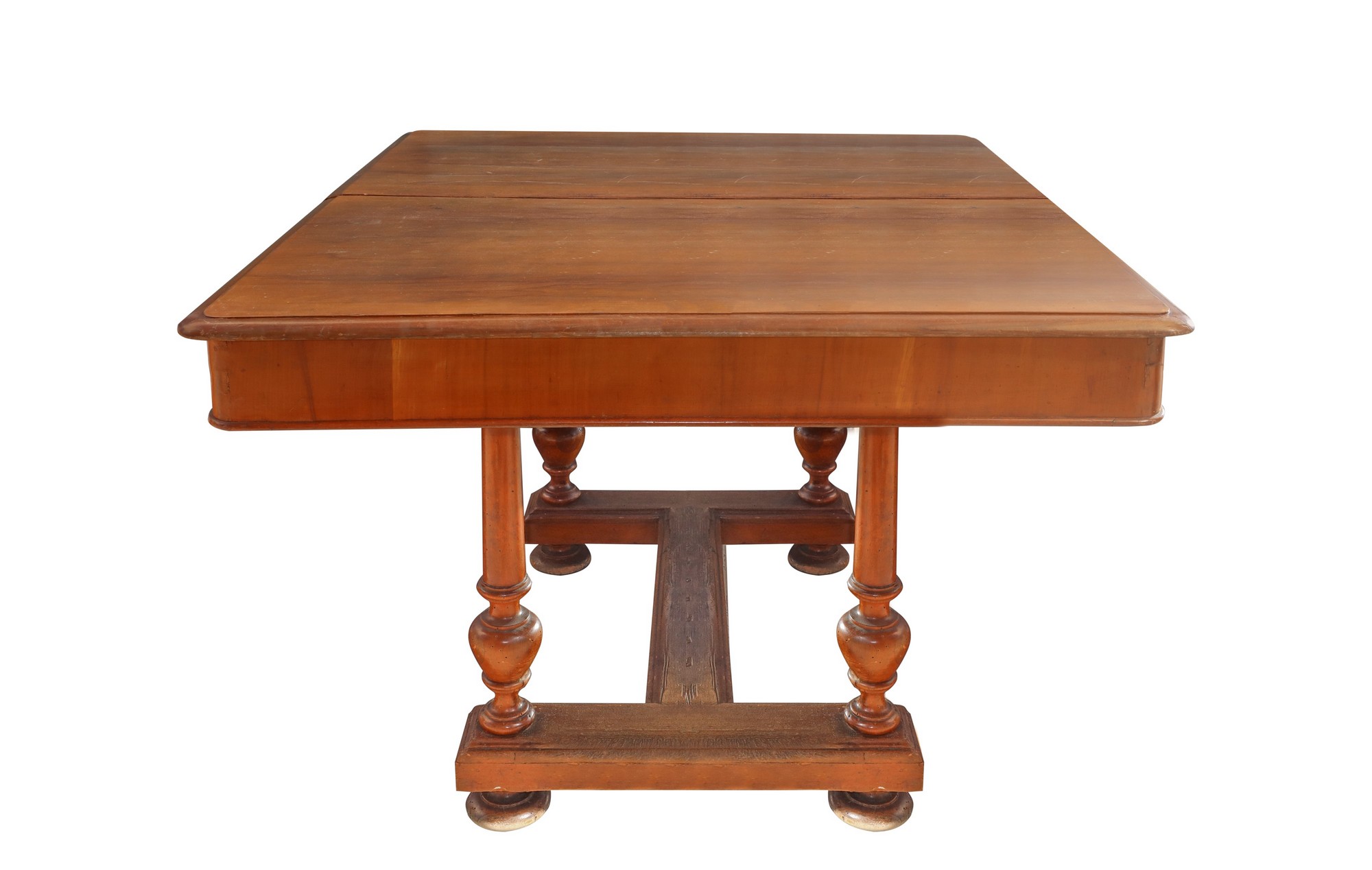 Extendable dining table in mahogany wood with 6 chairs, nineteenth century