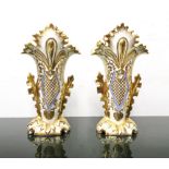 Pair of white / golden porcelain vases, Louis Philippe, late 19th century