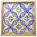 Composition of 4 Caltagirone majolica tiles, Late 19th century