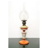 Oil lamp in orange majolica, Late 19th century