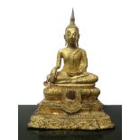 Antique Buddha in gilded bronze