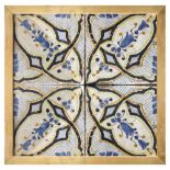 Composition of 4 majolica tiles, Nineteenth century