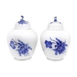Royal Copenhagen - Pair of putiche white base and floral decoration in blue, 20th century