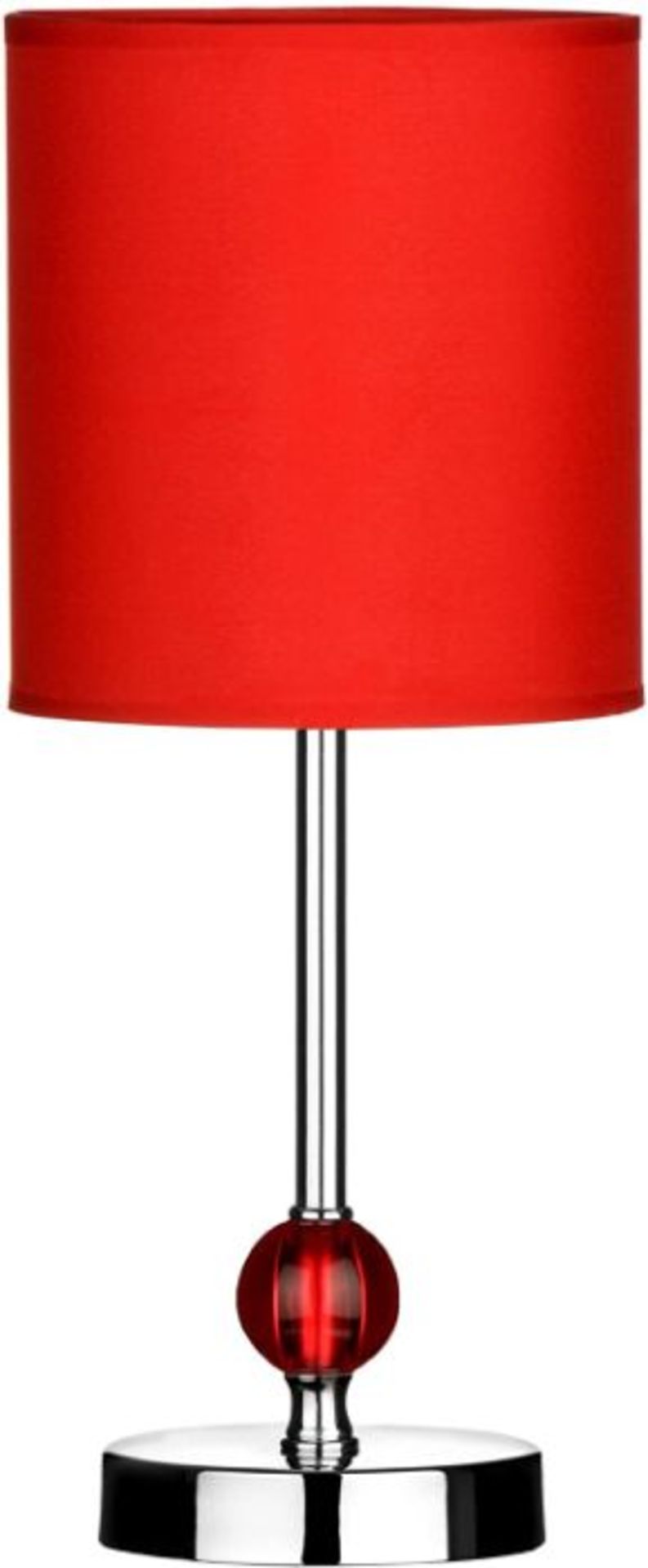 Premier Housewares Chrome Stem Table Lamp with Acrylic Ball and Fabric Shade - Red (LPNWE052105741)