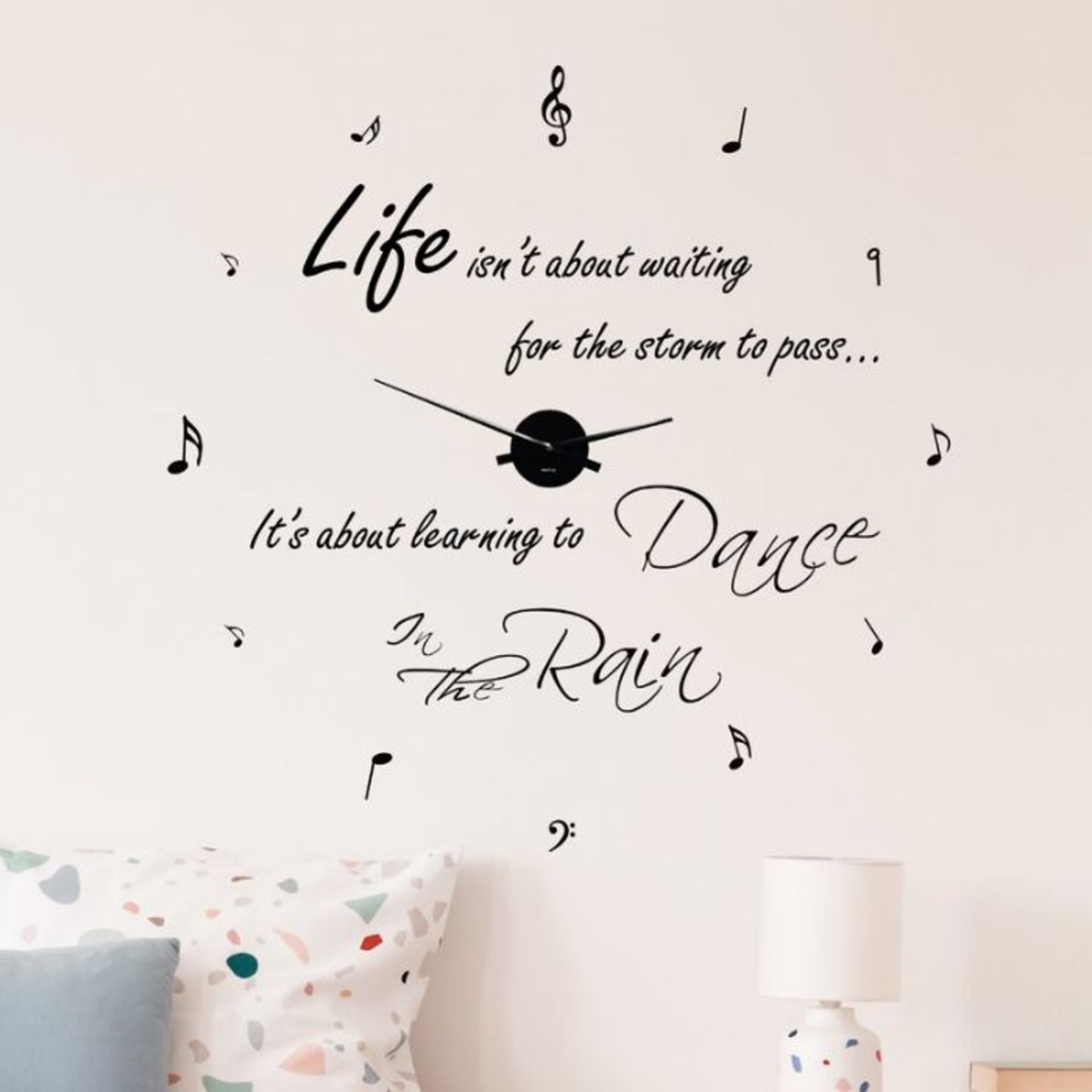 17 Stories, Dance in The Rain Silent Wall Clock (BLACK) - RRP £39.99 (XDNL1063 - 23790/42)