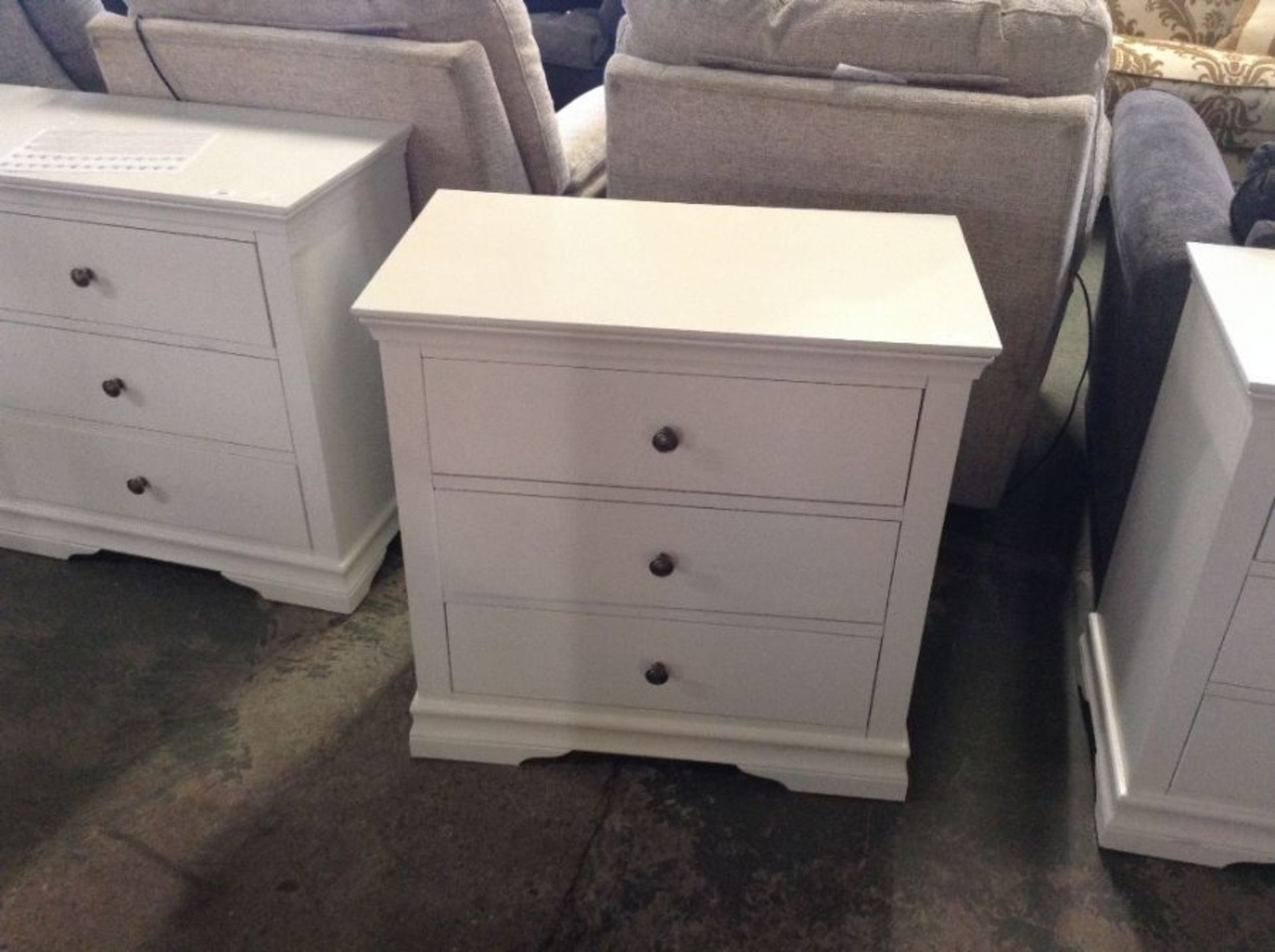 Florence White Painted 3 Drawer Chest(L54 -SW-3DC-W)
