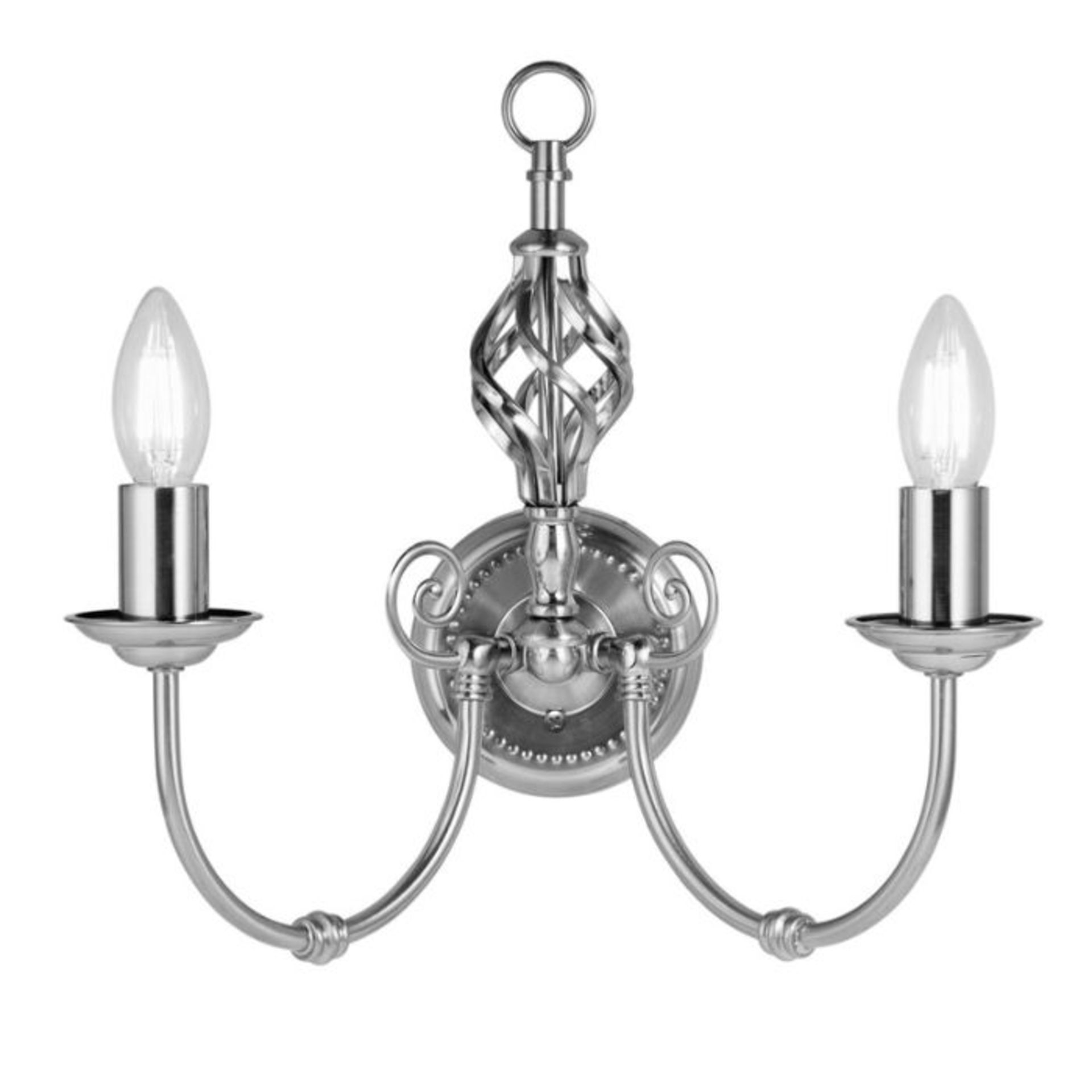 Three Pots , Bratton 2 - Light Dimmable Silver Candle Wall Light - RRP £38.99 (MEXP1199 - 24594)