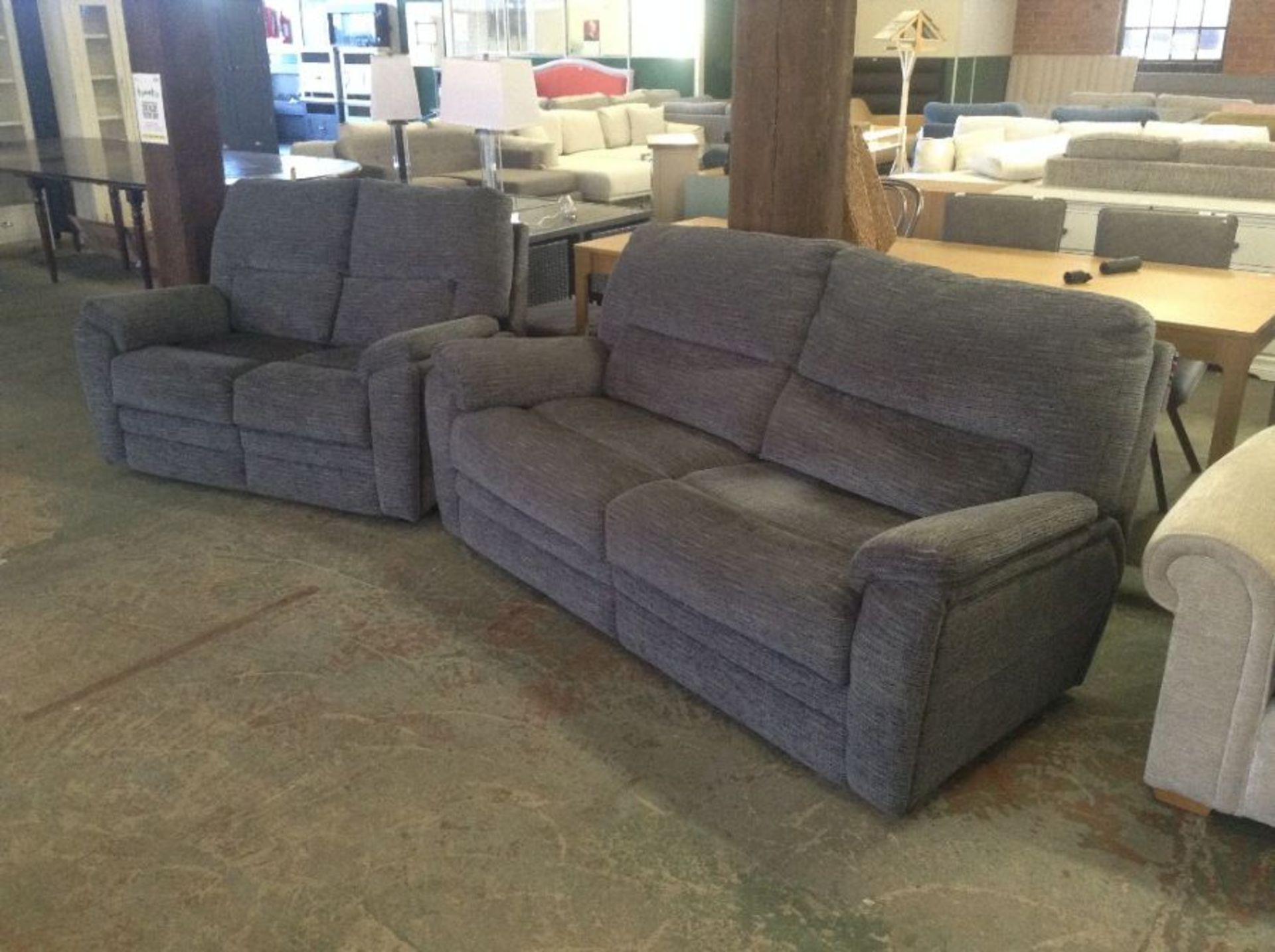 GREY FABRIC HIGH BACK 3 SEATER AND 2 SEATER (WOO88