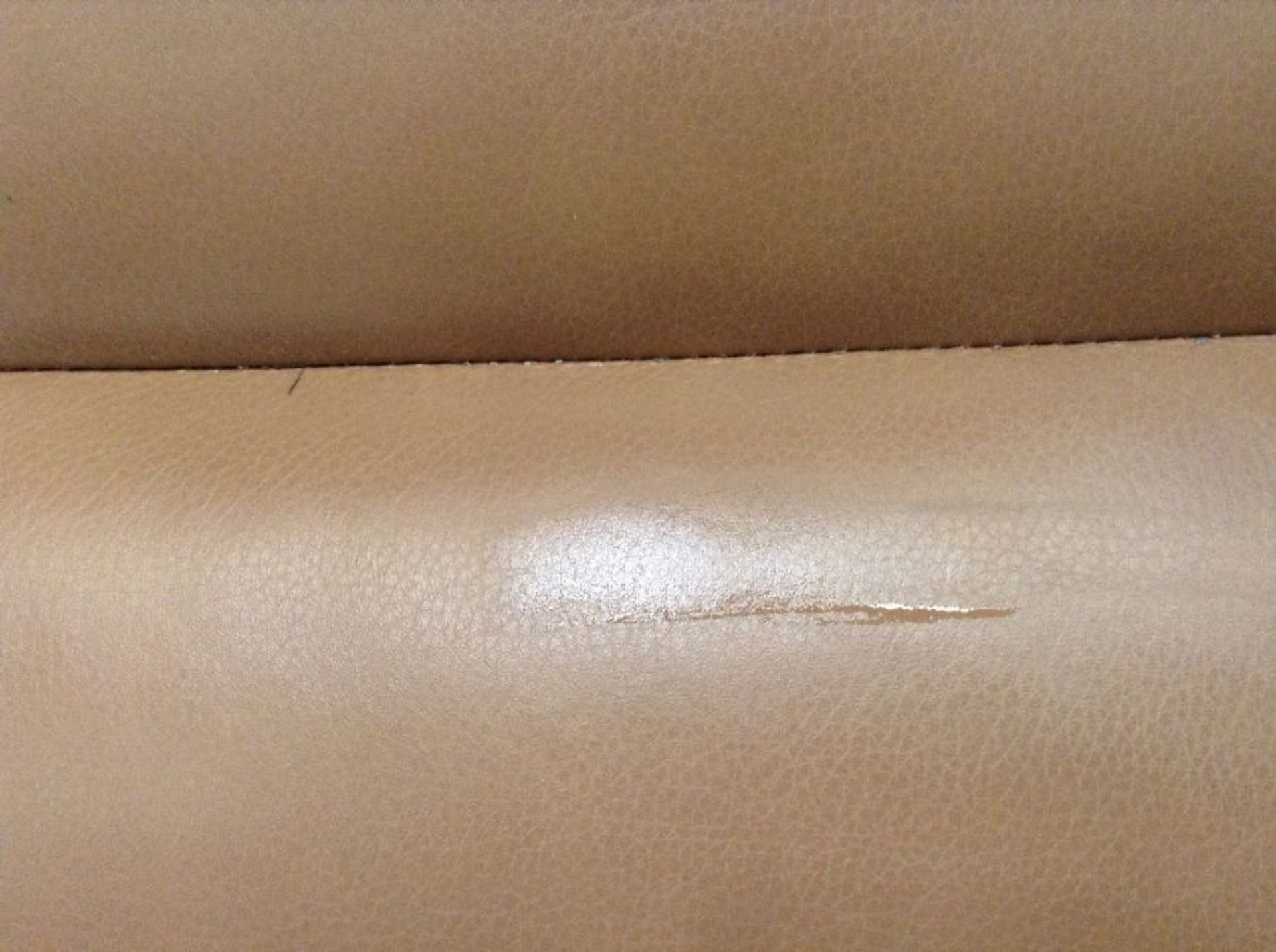 DARK CREAM LEATHER HIGH BACK 2 SEATER (SMALL SCRAT - Image 2 of 3