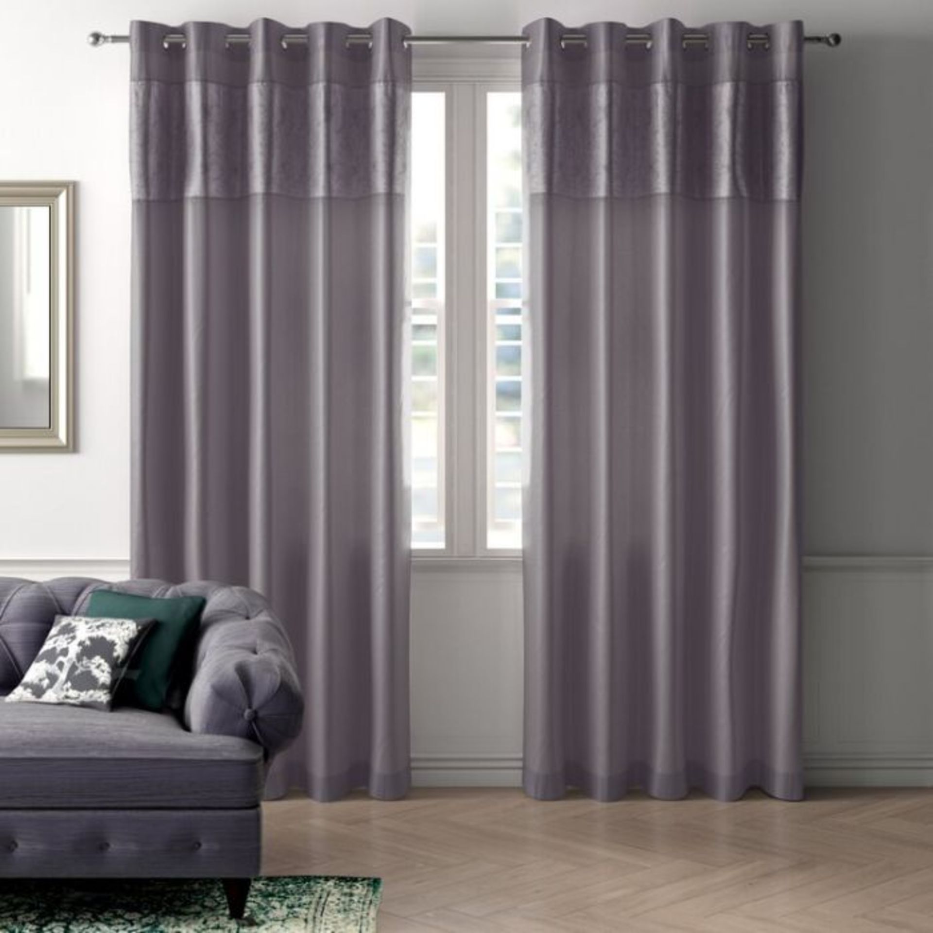 Willa Arlo Interiors, Boulevard Eyelet Room Darkening Curtains (DOVE GREY) (117cm W x 137cm D) - RRP