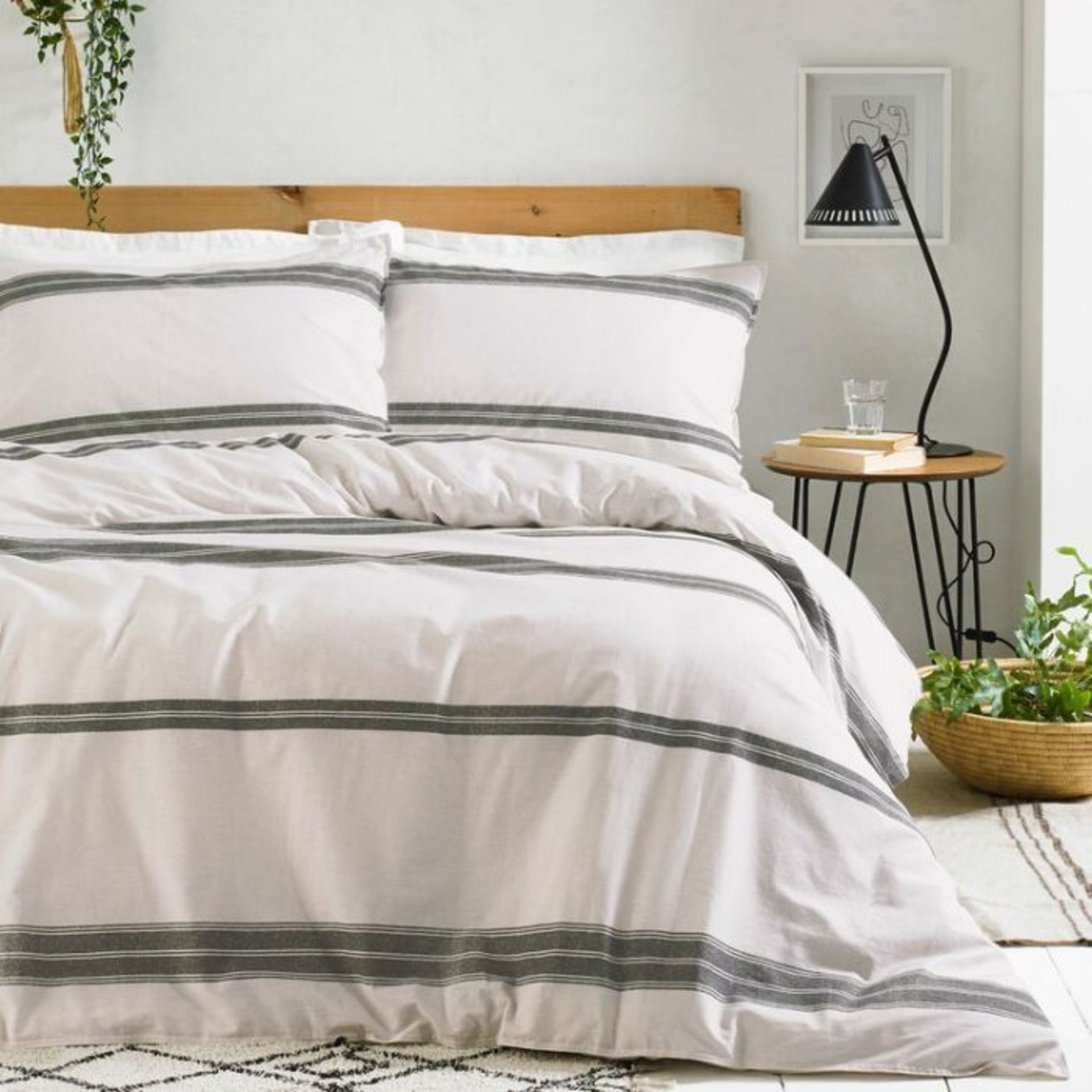 Brambly Cottage, Rawlins Duvet Cover Set (WHITE/GREY) (SINGLE) - RRP £36.99 (JSLM1034 - 25832/2)