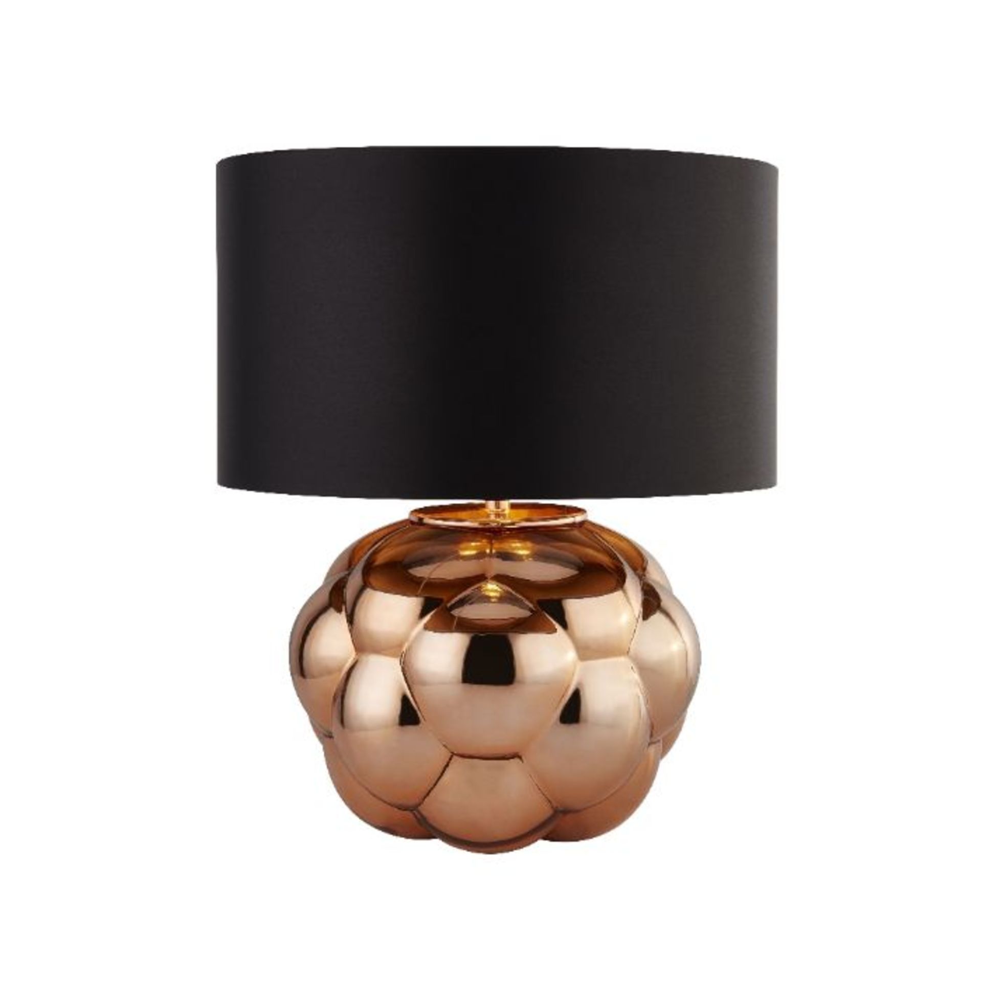 BRAND NEW 44CM BUBBLE STYLE COPPER GLASS TABLE LAMP WITH BLACK DRUM SHADE. 60W. - Beautiful table