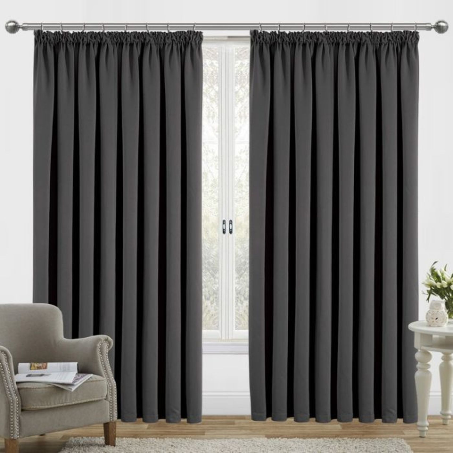 17 Stories, Pencil Pleat Blackout Thermal Panel Curtains (GREY) (228cm W x 228cm D) - RRP £49.11 (