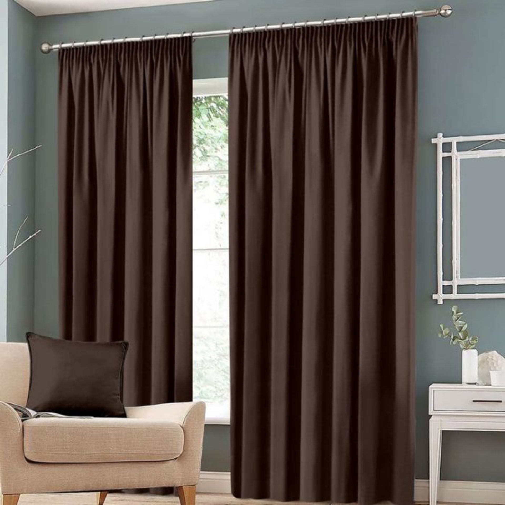 17 Stories, Eiliana Pencil Pleated Blackout Thermal Curtains (BROWN) (229cm W x 229cm D) - RRP £57.