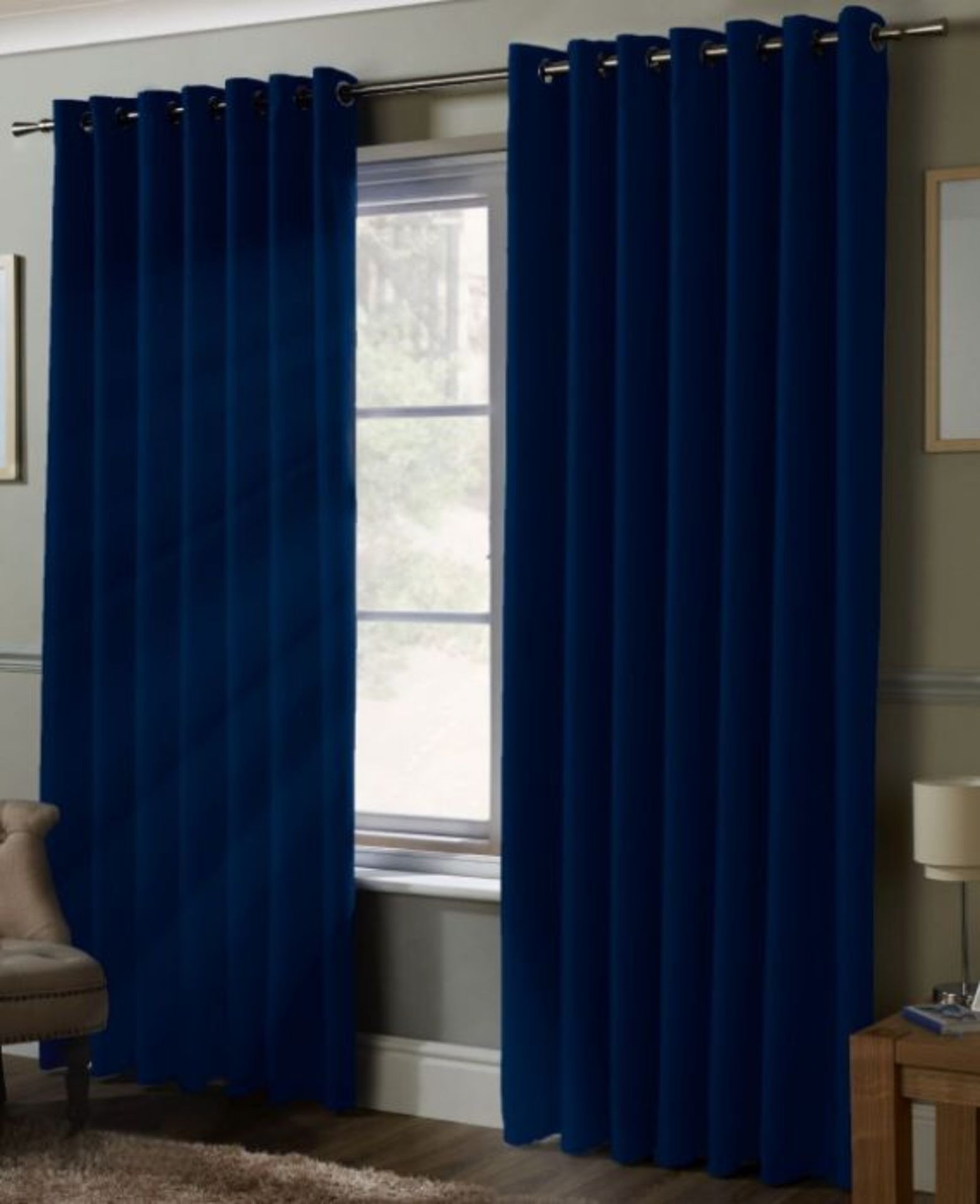 17 Stories, Esmie Eyelet Room Darkening Thermal Curtains (NAVY) (229cm W x 183cm) - RRP £21.99 (