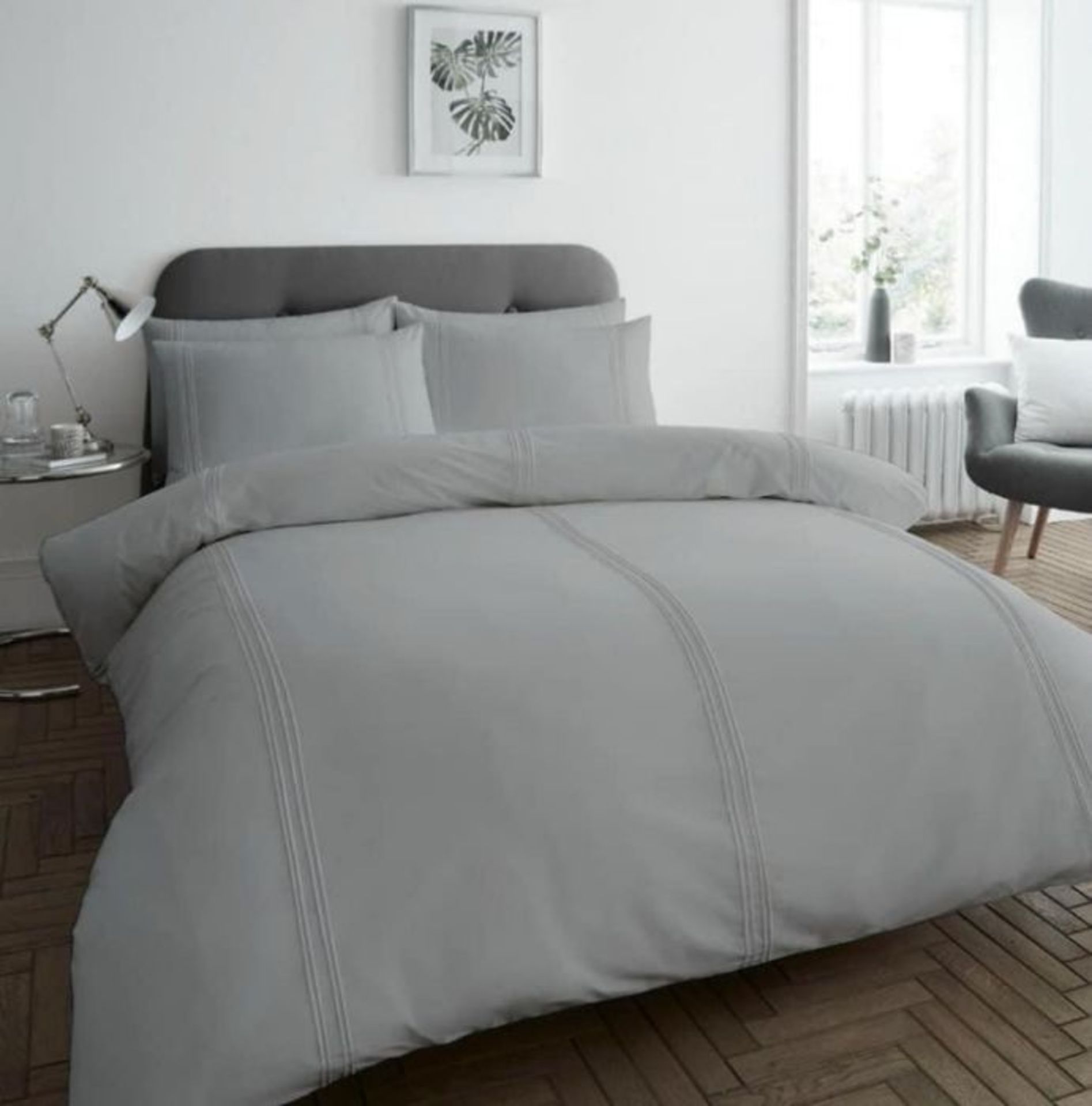 GAVENO CAVAILIA, Signature Dulwich Duvet Set (GREY) (KINGSIZE) - RRP £28.99 (HAHK2935 - 25832/74)