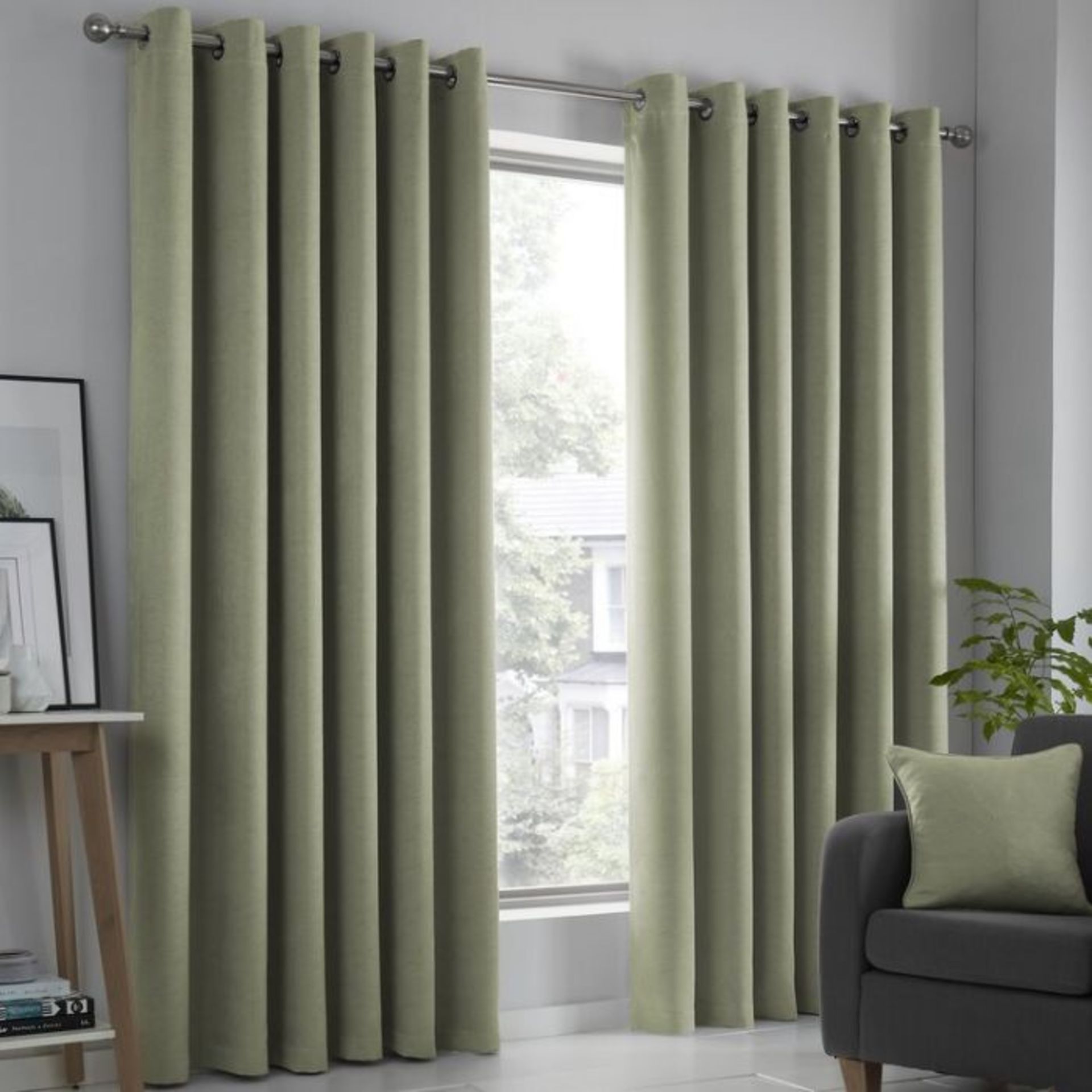 Brambly Cottage, Ouida Eyelet Room Darkening Curtain (GREEN) (229cm W x 229cm D) - RRP £49.34 (